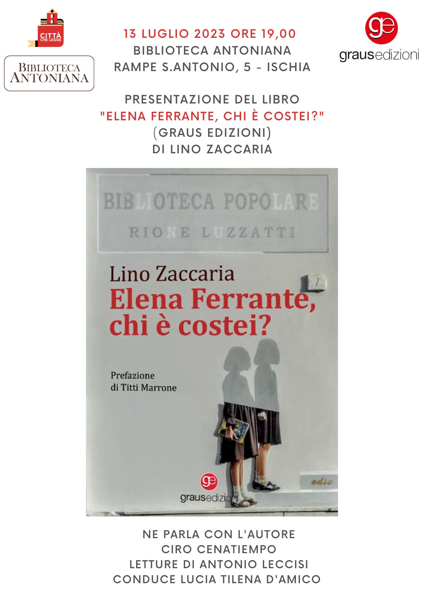 Presentazione libro "ELENA FERRANTE, CHI È COSTEI?"